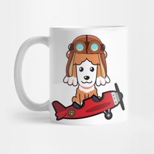 Cute poodle is in a vintage plane Mug